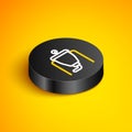 Isometric line Beer brewing process icon isolated on yellow background. Black circle button. Vector Royalty Free Stock Photo