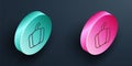 Isometric line Bell pepper or sweet capsicum icon isolated Isometric line background. Turquoise and pink circle button