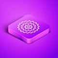 Isometric line Bicycle cassette mountain bike icon isolated on purple background. Rear Bicycle Sprocket. Chainring Royalty Free Stock Photo