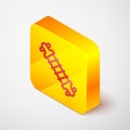 Isometric line Bicycle suspension icon isolated on grey background. Yellow square button. Vector