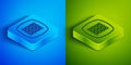 Isometric line Binary code icon isolated on blue and green background. Square button. Vector Royalty Free Stock Photo