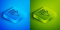 Isometric line Binary code icon isolated on blue and green background. Square button. Vector Royalty Free Stock Photo