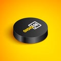 Isometric line Binary code icon isolated on yellow background. Black circle button. Vector Royalty Free Stock Photo