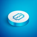 Isometric line Blade razor icon isolated on blue background. White circle button. Vector Illustration Royalty Free Stock Photo