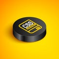 Isometric line Books about programming icon isolated on yellow background. Programming language concept. PHP, CSS, XML Royalty Free Stock Photo