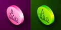 Isometric line Bottles ball icon isolated on purple and green background. Circle button. Vector Royalty Free Stock Photo