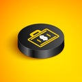 Isometric line Briefcase and money icon isolated on yellow background. Business case sign. Business portfolio. Financial Royalty Free Stock Photo