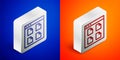 Isometric line Browser files icon isolated on blue and orange background. Silver square button. Vector Royalty Free Stock Photo