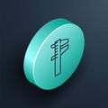 Isometric line Calliper or caliper and scale icon isolated on black background. Precision measuring tools. Turquoise