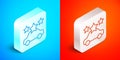 Isometric line Car sharing icon isolated on blue and red background. Carsharing sign. Transport renting service concept