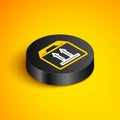 Isometric line Cardboard box with traffic symbol icon isolated on yellow background. Box, package, parcel sign. Delivery Royalty Free Stock Photo