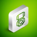 Isometric line Carton cardboard box icon isolated on green background. Box, package, parcel sign. Delivery and packaging Royalty Free Stock Photo