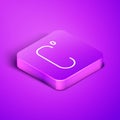 Isometric line Celsius icon isolated on purple background. Purple square button. Vector Illustration