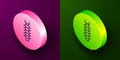 Isometric line Centipede insect icon isolated on purple and green background. Circle button. Vector