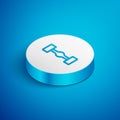 Isometric line Chassis car icon isolated on blue background. White circle button. Vector Royalty Free Stock Photo