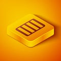 Isometric line Color palette guide icon isolated on orange background. Modular grid. Yellow square button. Vector