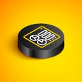 Isometric line Computer api interface icon isolated on yellow background. Application programming interface API Royalty Free Stock Photo