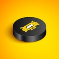 Isometric line Computer api interface icon isolated on yellow background. Application programming interface API Royalty Free Stock Photo