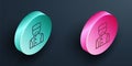 Isometric line Concierge icon isolated on black background. Turquoise and pink circle button. Vector