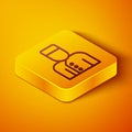 Isometric line Concierge icon isolated on orange background. Yellow square button. Vector