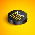 Isometric line Construction stapler icon isolated on yellow background. Working tool. Black circle button. Vector Royalty Free Stock Photo