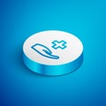 Isometric line Cross hospital medical icon isolated on blue background. First aid. Diagnostics symbol. Medicine and Royalty Free Stock Photo