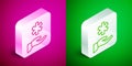 Isometric line Cross hospital medical icon isolated on pink and green background. First aid. Diagnostics symbol Royalty Free Stock Photo