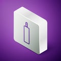 Isometric line Detonate dynamite bomb stick icon isolated on purple background. Time bomb - explosion danger concept