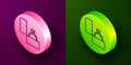 Isometric line Diamond engagement ring icon isolated on purple and green background. Circle button. Vector Royalty Free Stock Photo