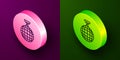 Isometric line Disco ball icon isolated on purple and green background. Circle button. Vector Royalty Free Stock Photo