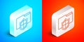 Isometric line Document folder protection concept icon isolated on blue and red background. Confidential information and Royalty Free Stock Photo