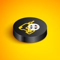 Isometric line Drill machine with screwdriver and wrench icon isolated on yellow background. Adjusting, service, setting