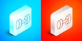 Isometric line Dumbbell icon isolated on blue and red background. Muscle lifting icon, fitness barbell, gym, sports