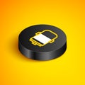 Isometric line Electric engine icon isolated on yellow background. Car alternator. Black circle button. Vector