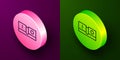 Isometric line Electric light switch icon isolated on purple and green background. On and Off icon. Dimmer light switch