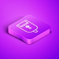 Isometric line Electric razor blade for men icon isolated on purple background. Electric shaver. Purple square button