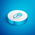 Isometric line Electrical hair clipper or shaver icon isolated on blue background. Barbershop symbol. White circle Royalty Free Stock Photo