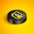 Isometric line EPS file document. Download eps button icon isolated on yellow background. EPS file symbol. Black circle Royalty Free Stock Photo