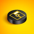 Isometric line Floppy disk in the 5.25-inch icon isolated on yellow background. Floppy disk for computer data storage Royalty Free Stock Photo