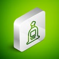 Isometric line Full sack icon isolated on green background. Silver square button. Vector Royalty Free Stock Photo