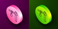 Isometric line Gallows rope loop hanging icon isolated on purple and green background. Rope tied into noose. Suicide Royalty Free Stock Photo