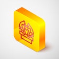 Isometric line Gargoyle on pedestal icon isolated on grey background. Yellow square button. Vector