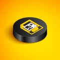 Isometric line GIF file document. Download gif button icon isolated on yellow background. GIF file symbol. Black circle Royalty Free Stock Photo