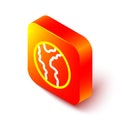 Isometric line Global economic crisis icon isolated on white background. World finance crisis. Orange square button