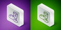 Isometric line Goblet and bread icon isolated on purple and green background. Bread and wine cup. Holy communion sign Royalty Free Stock Photo