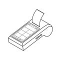 Isometric line icon smart terminal cash desk