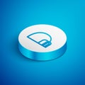 Isometric line Igloo ice house icon isolated on blue background. Snow home, Eskimo dome-shaped hut winter shelter, made Royalty Free Stock Photo