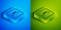 Isometric line Inductor in electronic circuit icon isolated on blue and green background. Square button. Vector