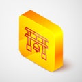 Isometric line Japan Gate icon isolated on grey background. Torii gate sign. Japanese traditional classic gate symbol Royalty Free Stock Photo