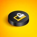 Isometric line Laptop with password notification and lock icon isolated on yellow background. Security, personal access Royalty Free Stock Photo